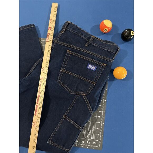 Big Smith Carpenter Jeans Men's 44x34 Blue‎ 100% Cotton Denim Pockets Baggy Wide - Picture 1 of 11